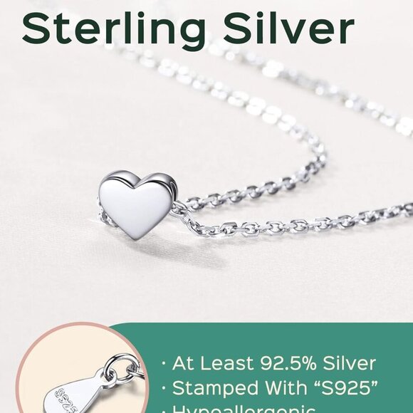 Personalized 925 Sterling Silver Dainty Small Heart/Star/Moon/Dot/Triangle Penda - Picture 4 of 8